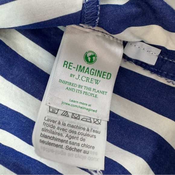 J. Crew Button Down Shirt Dress Size Small Vertical Striped Blue White Loose Fit - Picture 11 of 12